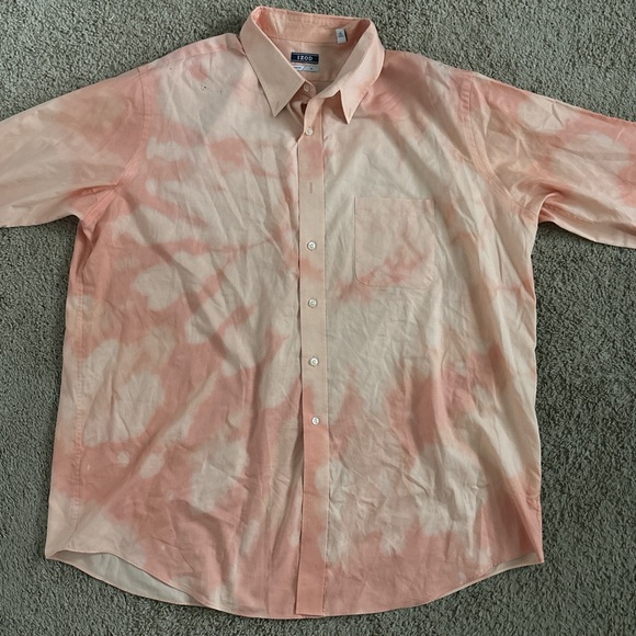 Light Orange Tie Dye Button Up Collared Shirt - Picture 6 of 9
